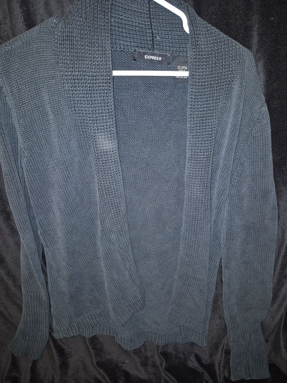 Express Open-Front Slate Gray Knit Cardigan